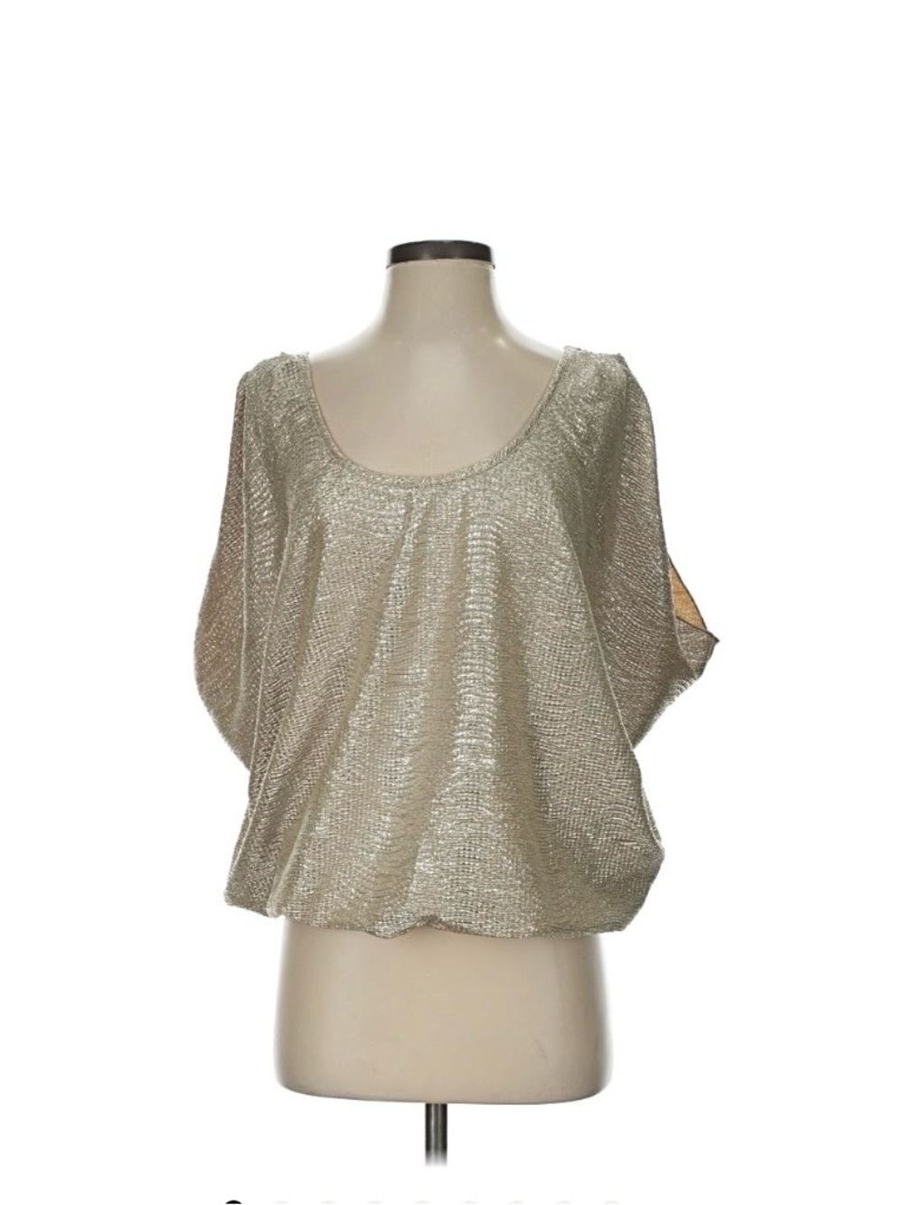 Charlotte Russe Metallic Scoop Batwing Top - Champagne Gold